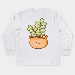 orange pot succulent cacti plant Kids Long Sleeve T-Shirt